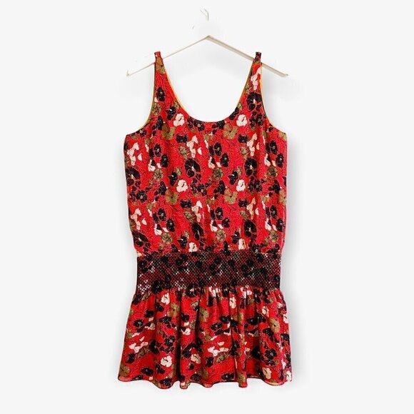 Hanley Red Printed Silk Tunic Dress, Size 6, - Picture 2 of 10